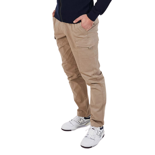 Men’s Slim Fit Cargo Work Pants with 6 Pockets, Organic Cotton Combat Pants with Drawstring for Casual or Work Wear